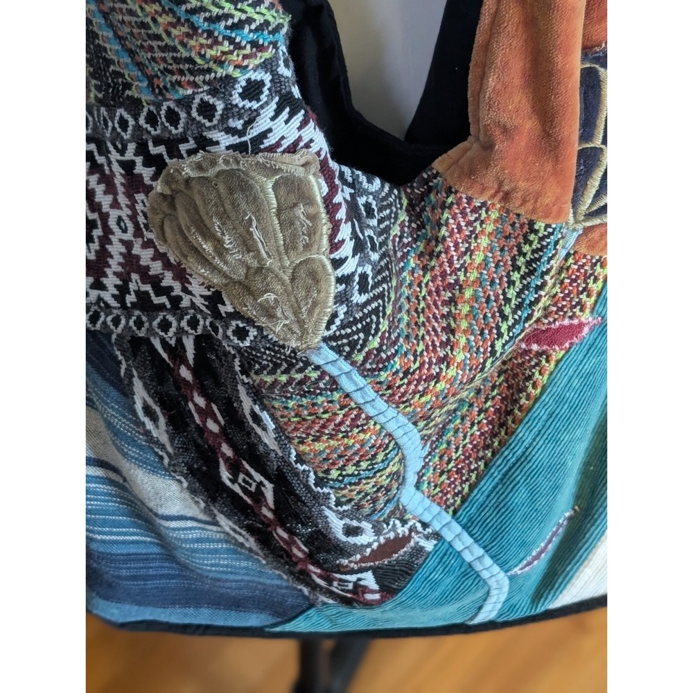 Coldwater Creek Maywine Patchwork Hobo Bag Velvet Corduroy Tapestry Leather... - Picture 4 of 14